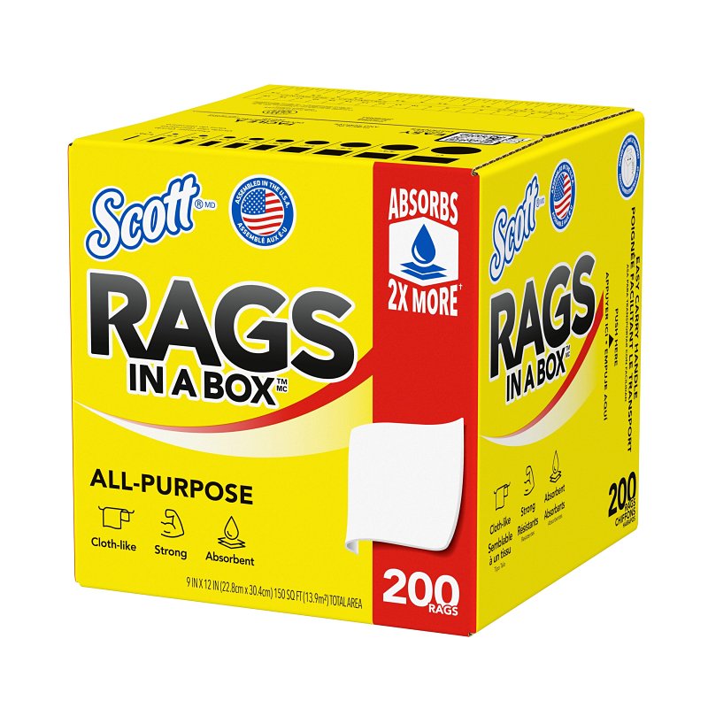 Scott 75260 Painter's Rag, 10 x 12 in, Cellulose Fiber, White