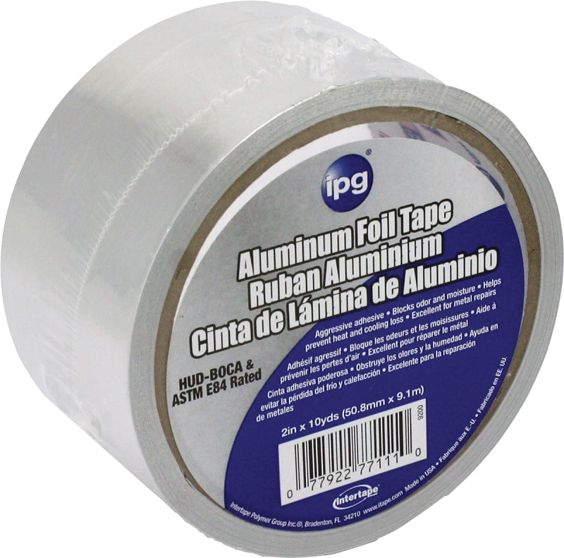 IPG Series Foil Tape, 3 mil Thick, 10 yd L, 2 in W, Aluminum Backing