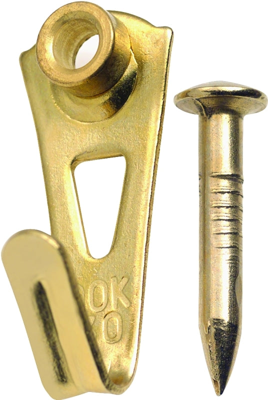 OOK Picture Hanger, 30 lb, Steel, Brass, Gold, 2/PK