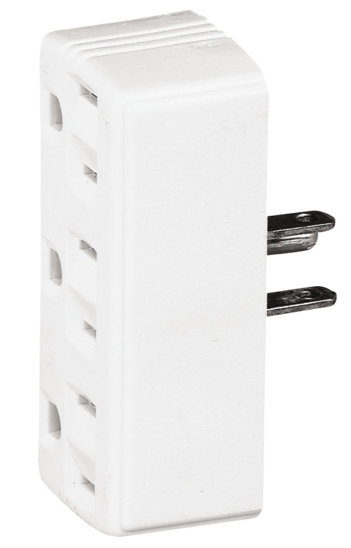 Eaton Flat Outlet Adapter, 2 -Pole, 15 A, 125 V, 3 -Outlet, NEMA: NEMA 5-15R, White