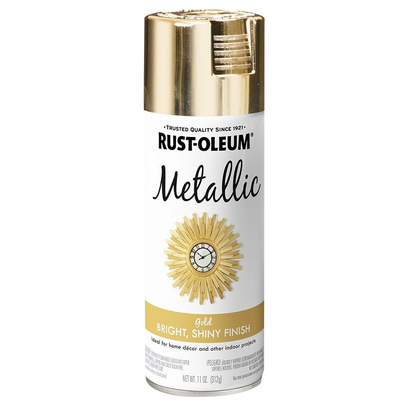 Rust-Oleum Metallic Spray Paint, Gloss, Gold, 11 oz, Aerosol Can