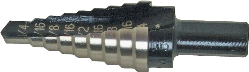 Irwin UNIBIT 10233 Step Drill Bit, 1/4 to 3/4 in Dia, 2-1/2 in OAL, 1-Flute, 3/8 in Dia Shank, Hex Shank