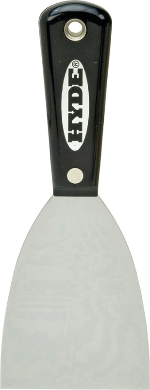 Hyde Black & Silver Series 02400 Wall Scraper, 3 in W Blade, HCS Blade, Nylon Handle, Tapered Handle