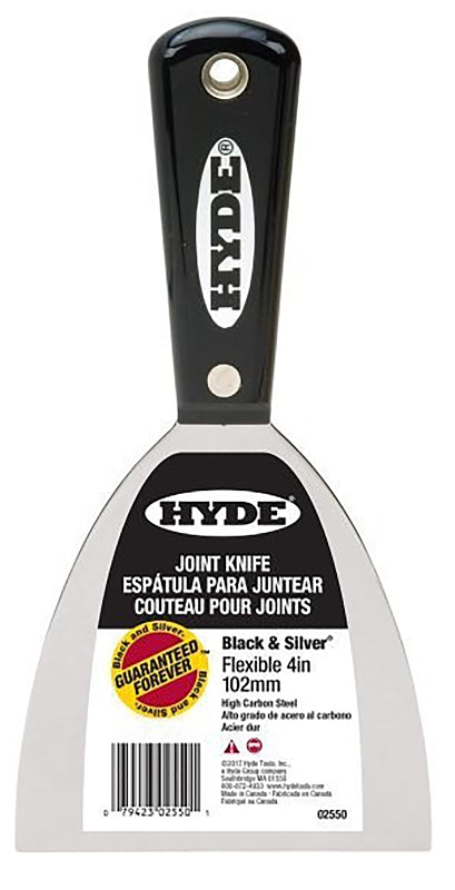 Hyde Black & Silver 02550 Joint Knife, 4 in W Blade, 4-1/4 in L Blade, HCS Blade, Full Tang Blade, Tapered Handle