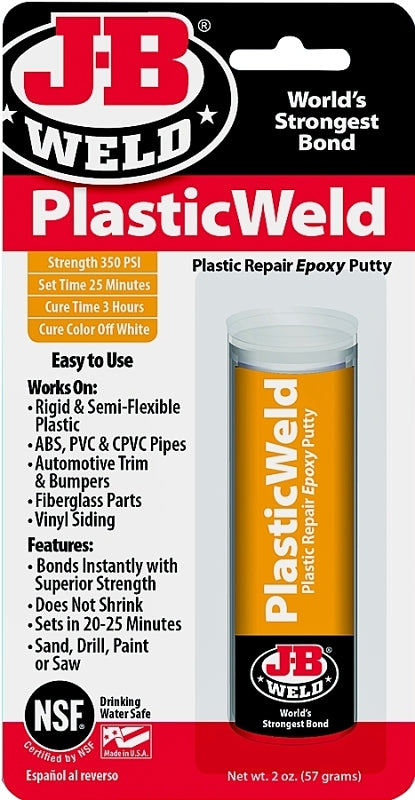 J-B Weld 8237 Epoxy Putty, Off-White, Solid, 2 oz Tube, Compositions: Diglycidy Ethers of Bisphenol A Resins