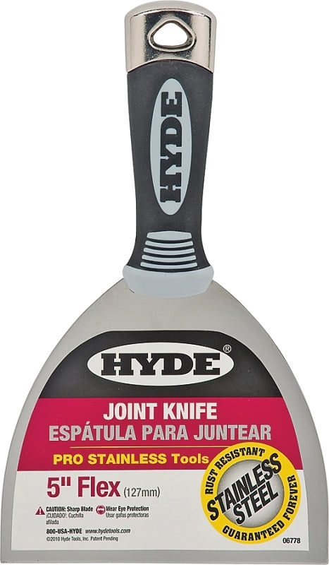 Hyde Pro Stainless 06778 Joint Knife, 5 in W Blade, 4-1/8 in L Blade, Stainless Steel Blade, Flexible Blade