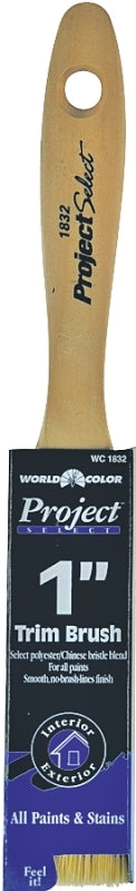 Linzer Impact 1832-1 Paint Brush, 1 in W, Chisel Trim, Wall Brush, 2-1/4 in L Bristle, Poly Bristle, Sanded Handle
