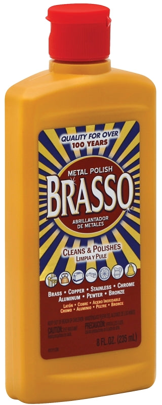 Brasso Polish, 8 oz Bottle, Liquid, Ammonia, Light Tan