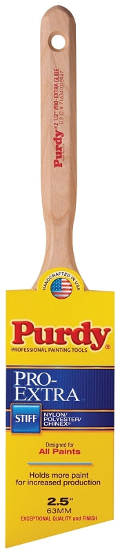 Purdy 144152725 Paint Brush, 2-1/2 in W, Angular Brush, 3-3/16 in L Bristle, Nylon/Polyester Bristle, Fluted Handle
