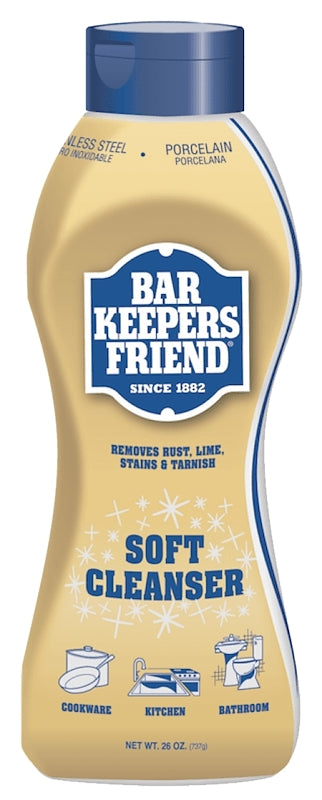 Bar Keepers Friend Soft Cleanser, 26 oz Bottle, Liquid, Lemon, Orange, White