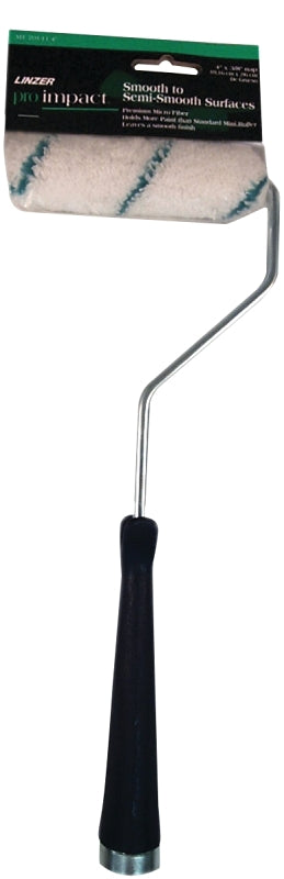 Linzer Mini Roller, 3/8 in Nap, Microfiber Cloth Cover, Threaded Handle, 4 in L Roller