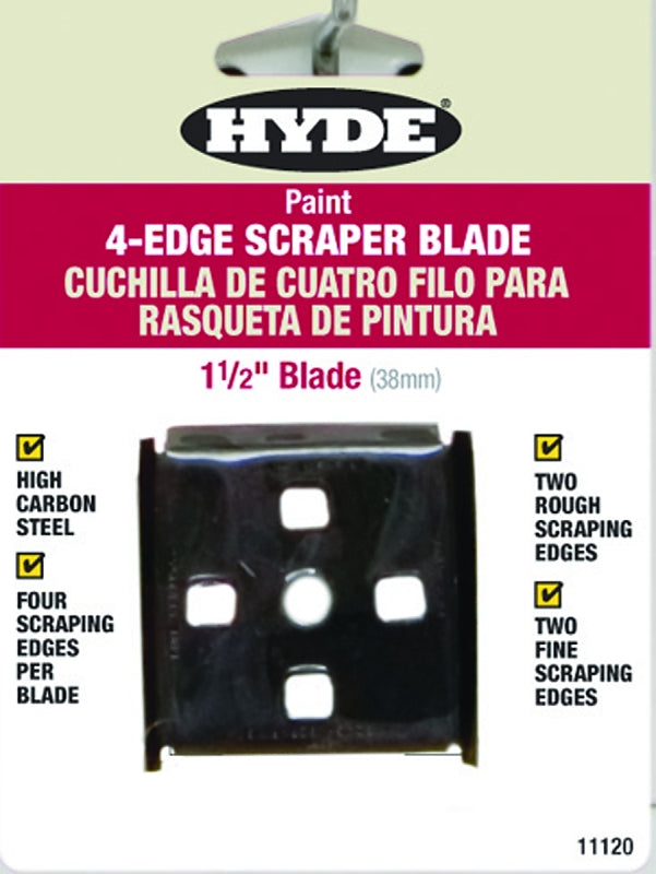 Hyde Black & Silver Lifetime Series 11120 Scraper Blade, 4-Edge Blade, 1-1/2 in W Blade, HCS Blade