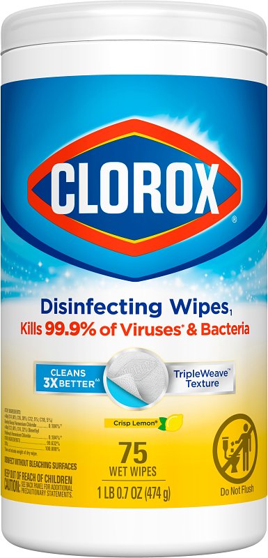 Clorox 01628 Disinfecting Wipes Can, Liquid, Citrus, White