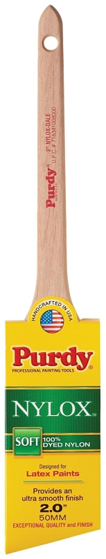 Purdy 144080220 Paint Brush, 2 in W, Angular Brush, 2-7/16 in L Bristle, Nylon Bristle, Rat Tail Handle