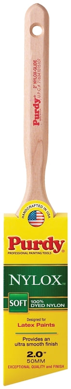 Purdy 144152220 Paint Brush, 2 in W, Angular Brush, 2-11/16 in L Bristle, Nylon Bristle, Fluted Handle