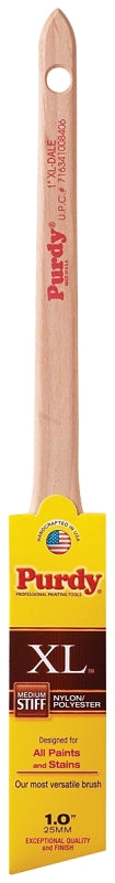 Purdy 144080310 Paint Brush, 1 in W, Angular Brush, Nylon/Polyester Bristle, Rat Tail Handle