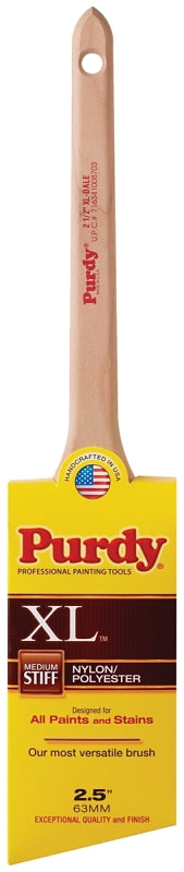 Purdy 144080325 Paint Brush, Angular Brush, 2-11/16 in L Bristle, Nylon/Polyester Bristle, Rat Tail Handle