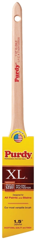 Purdy 144080315 Paint Brush, Angular Brush, 2-3/16 in L Bristle, Nylon/Polyester Bristle, Rat Tail Handle
