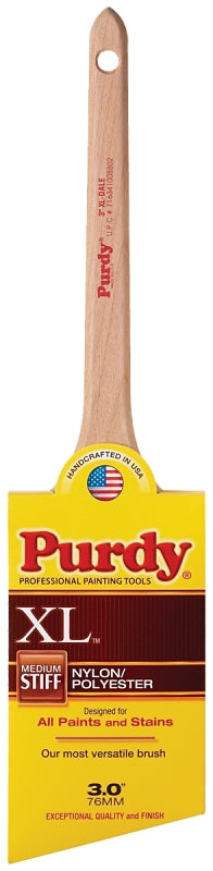 Purdy 144080330 Paint Brush, 3 in W, Angular Brush, 2-15/16 in L Bristle, Nylon/Polyester Bristle, Rat Tail Handle