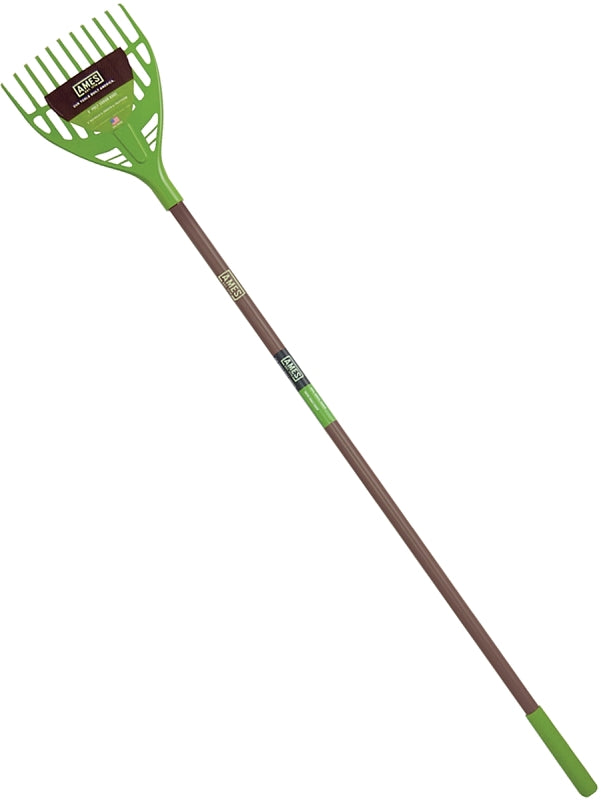 Ames 2915900 Shrub Rake, 65-1/8 in OAL, 11-Tine, Polypropylene Tine, Steel Handle, Cushion Grip Handle, 60 in L Handle