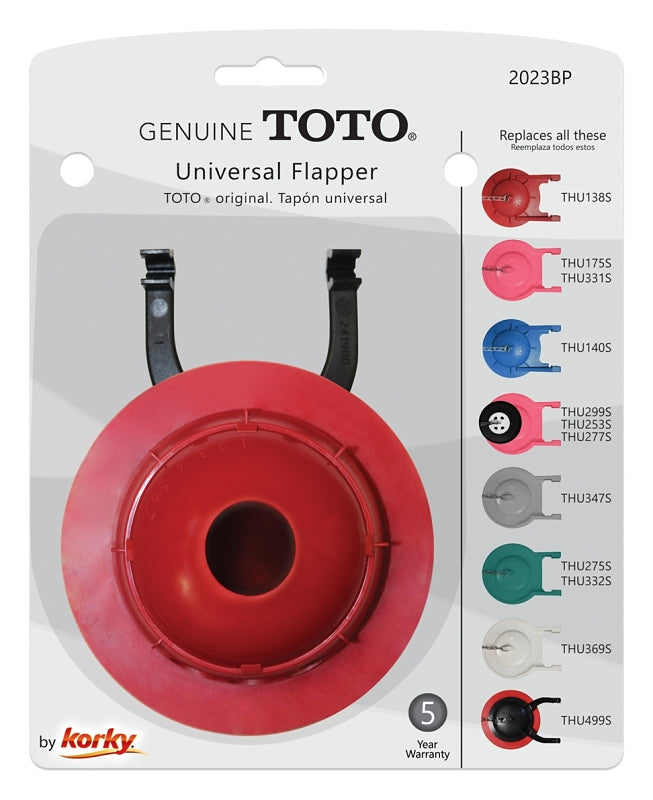 Korky Toilet Flapper, Rubber, Red, For: 3 in Toto Models, 3 in Flush Valves Opening