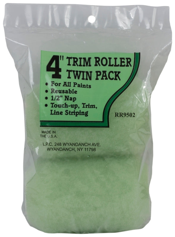 Linzer RR9502 Roller Cover, 1/2 in Thick Nap, 4 in L, Polyester Cover, 12/PK