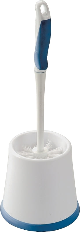 Simple Spaces Toilet Bowl Brush with Caddy, 1 in L Trim, PP/PVC Bristle, 15 in L Brush, Plastic Holder