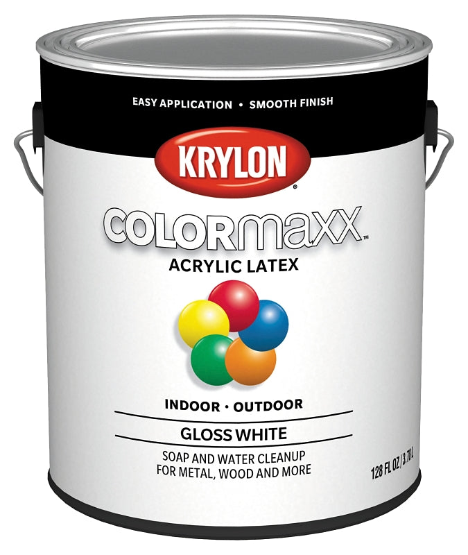 Krylon ColorMaxx Paint, Gloss Sheen, White, 1 gal