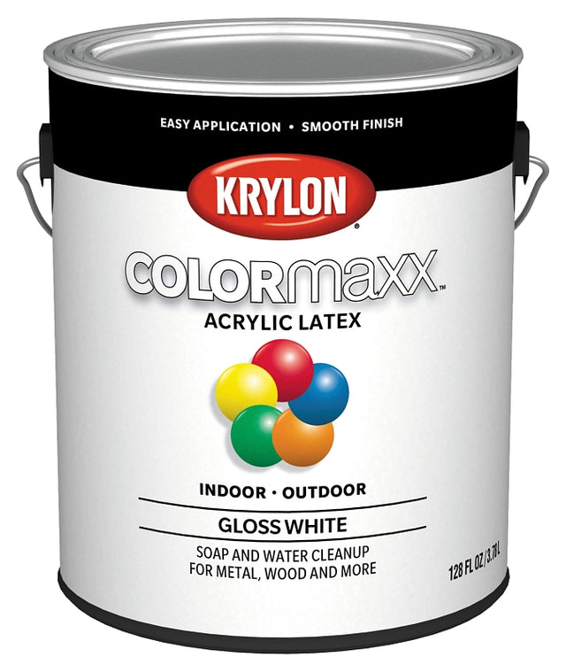 Krylon ColorMaxx Paint, Gloss Sheen, White, 1 gal