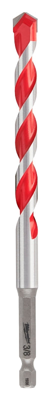 Milwaukee SHOCKWAVE 48-20-9021 Drill Bit with Power Tip, 3/8 in Dia, 6 in OAL, Wide Flute, 1/4 in Dia Shank, Hex Shank