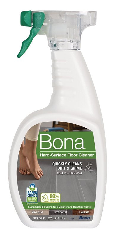 Bona WM700051184 Hard-Surface Floor Cleaner, 32 oz Bottle, Liquid, Green