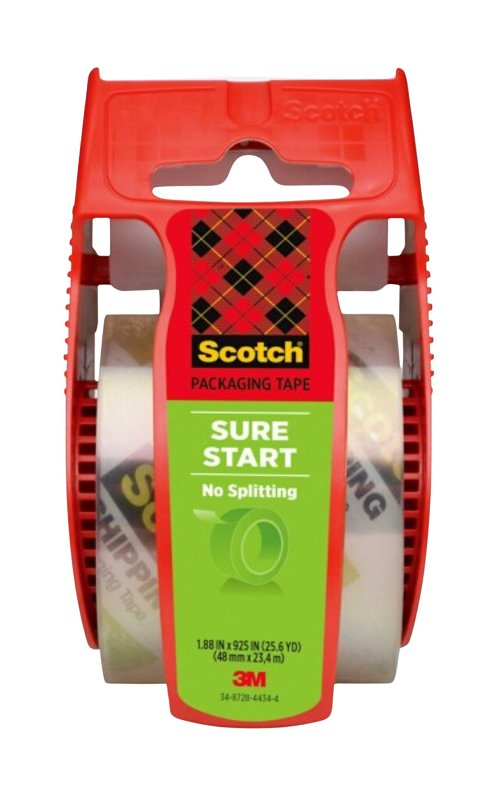 Scotch 145 Packing Tape, 22.2 yd L, 1.88 in W, Plastic Backing, Clear