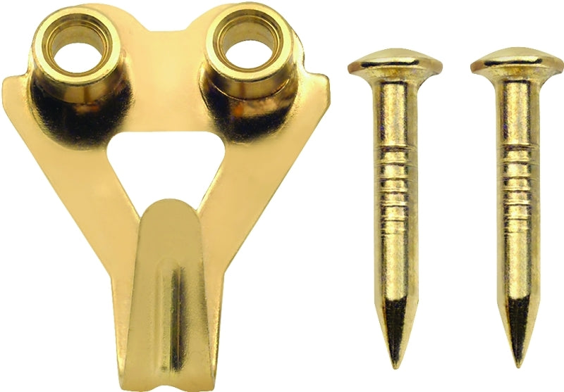 OOK Picture Hanger, 50 lb, Steel, Brass, Gold, 10/PK
