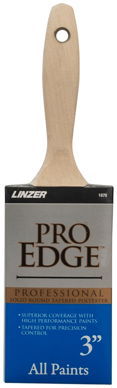 Linzer 1870-3 Paint Brush, 3 in W, Nylon/Polyester Bristle, Beaver Tail Handle