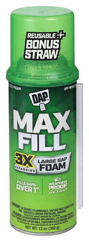 DAP Touch'n Foam Max Fill Series Triple Expanding Foam Sealant, Off White, 60 to 100 deg F, 12 oz Can