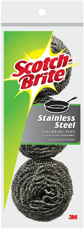 Scotch-Brite Scrub Pad, Steel Abrasive, Silver