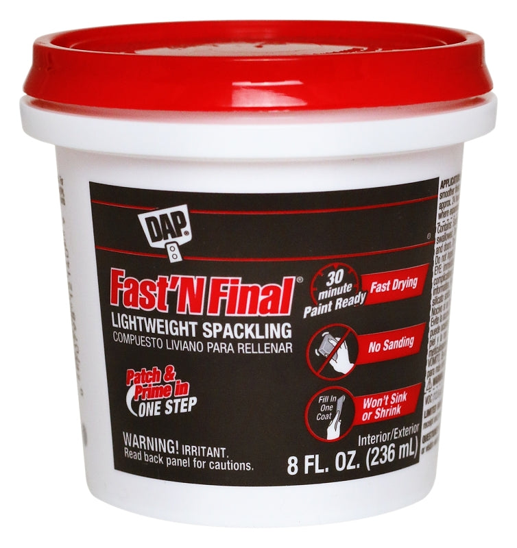 DAP Lightweight Spackling, White, 0.5 pt Tub