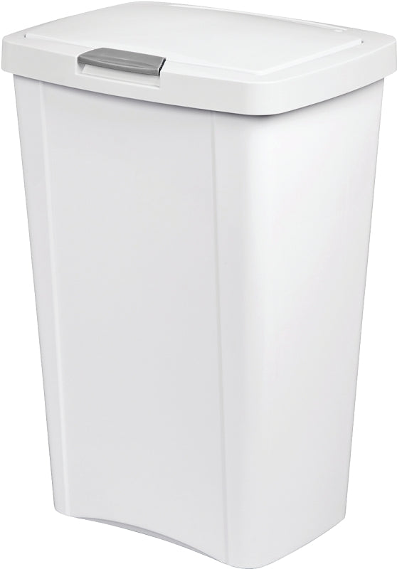 Sterilite TouchTop 10458004 Waste Basket with Latch, 13 gal, White, 24-3/4 in H