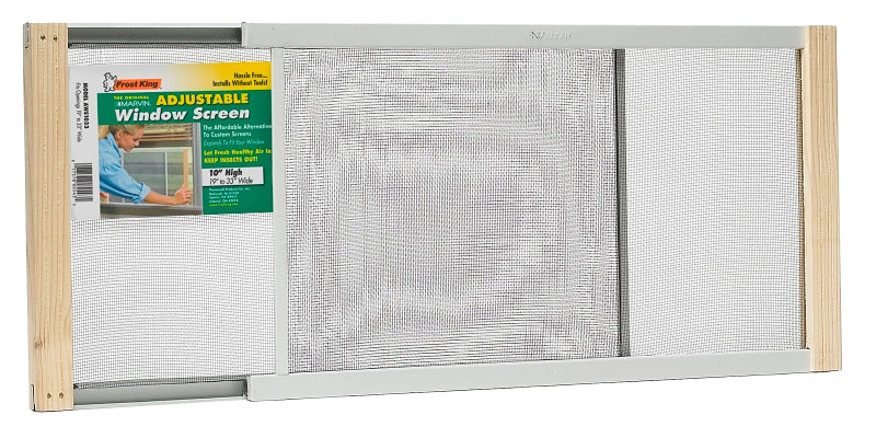 Frost King W.B. Marvin Window Screen, 10 in L, 19 to 33 in W, Aluminum