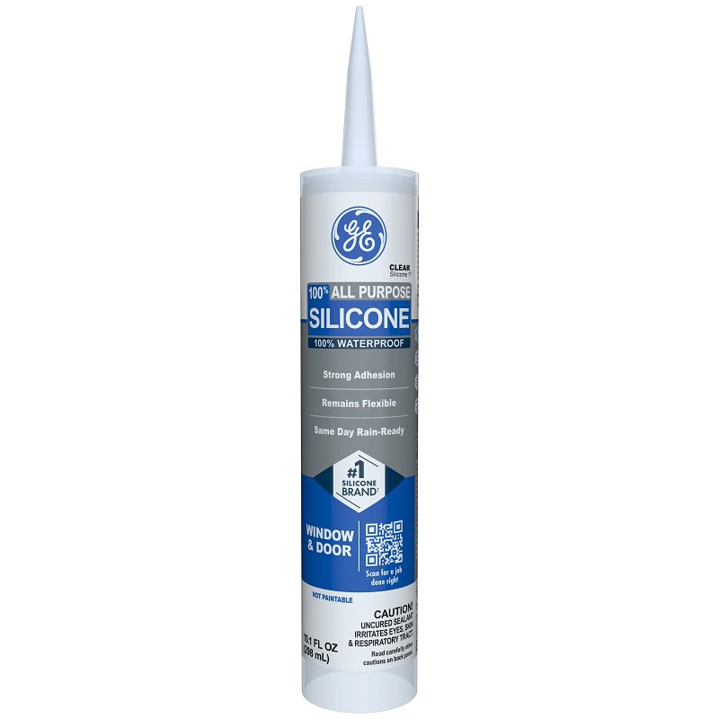 GE Silicone 1 All Purpose Sealant, Clear, 24 hr Curing, 10.1 fl-oz Cartridge