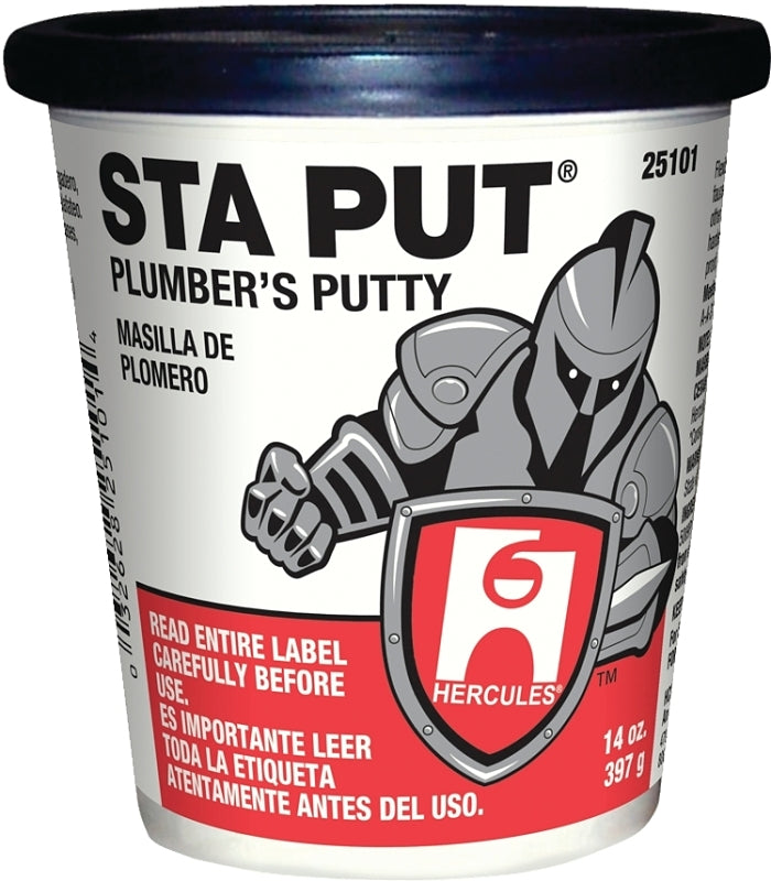Hercules Sta Put Series Plumbers Putty, Solid, Off-White, 14 oz