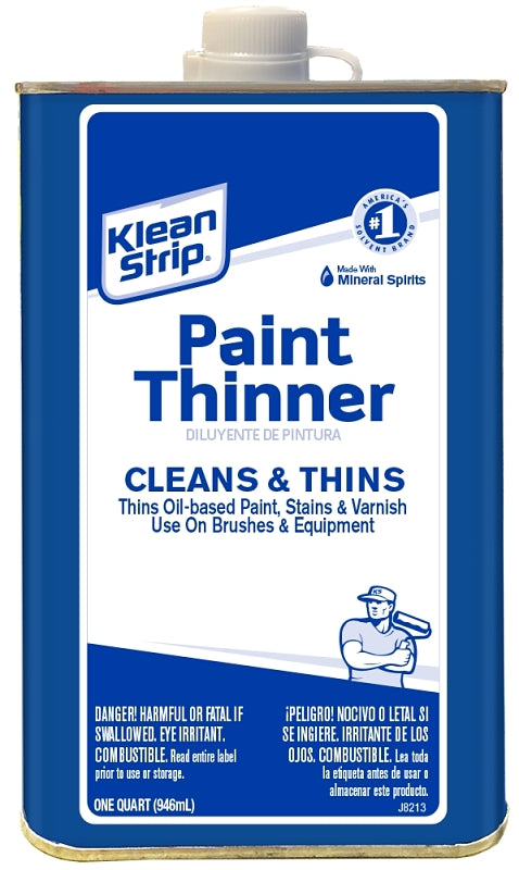 Klean Strip Paint Thinner, Water White, 1 qt, Can, Liquid