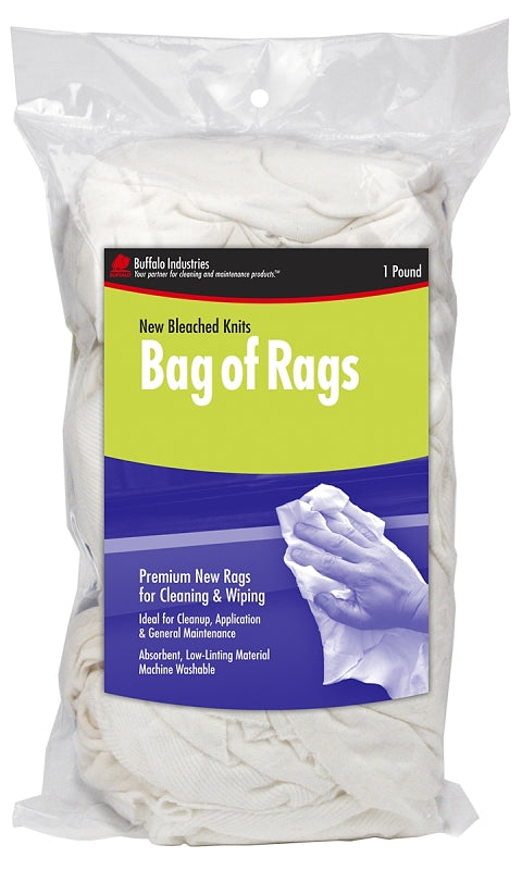 Buffalo 60200 Bleached Knit Rag, Bright White, 1 lb