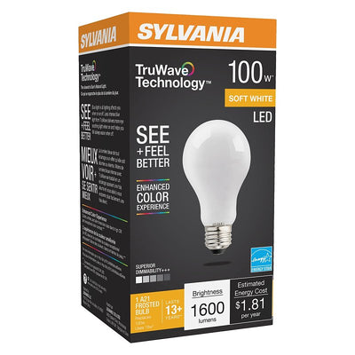 Sylvania 40665 LED Bulb, General Purpose, A21 Lamp, E26 Lamp Base, Dimmable, Soft White Light, 2700 K Color Temp