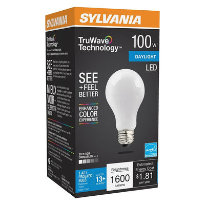 Sylvania 40667 LED Bulb, General Purpose, 1600 Lumens, 13 W, A21 Lamp, E26 Lamp Base, Dimmable, Daylight
