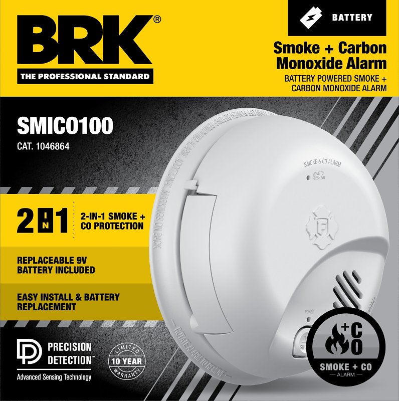 First Alert Smoke and Carbon Monoxide Alarm, 85 dBA, Ionization Sensor, White