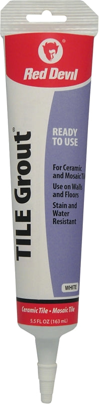 Red Devil Tile Grout, White, 5.5 oz Squeeze Tube