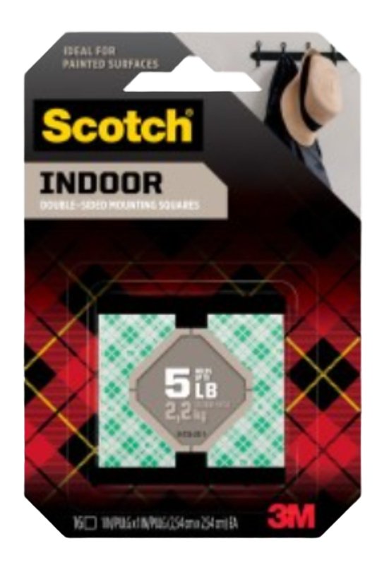 Scotch Mounting Square, Heavy-Duty, 1 in L, 1 in W, White