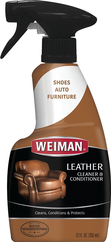 Weiman 75 Leather Cleaner and Conditioner, 12 oz Bottle, Paste, White, Lemon