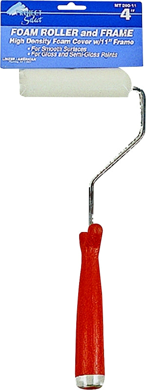 Linzer Mini Roller, 1/4 in Nap, Foam Cover, Threaded Handle, 4 in L Roller